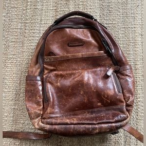 Frye Logan Leather Distressed Backpack: Cognac/Brown